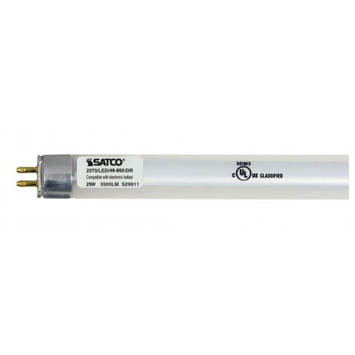 Satco Lighting SAT-S29911 25 Watt T5 LED - Miniature bi-pin base - 5000K - 50000 Average rated hours - 3500 Lumens - Type A - Ballast dependent