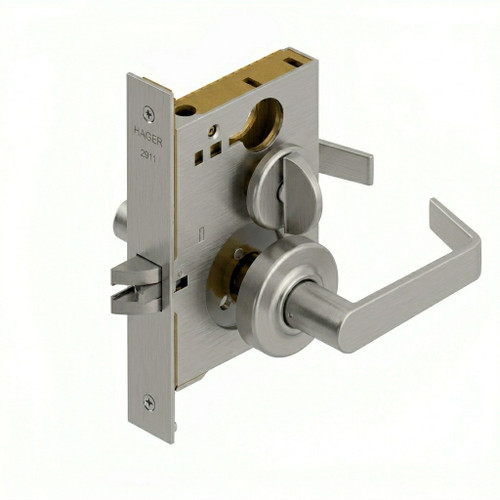 Hager 3810S - 3800 Series Grade 1 Passage Mortise Lock Lever with Rose, Non-keyed, 2-3/4" Backset