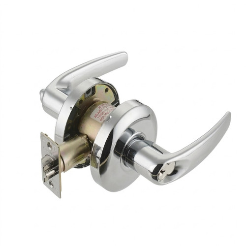 Cal Royal Classroom Lever, Grade 2, 6-Pin Schlage C Keyway KD, 2-3/4in Backset, 626/US26D Satin Chrome