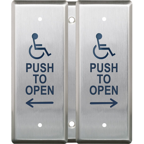 Camden CM-2520 Series Double Gang Vestibule Push Plate Switch, 'WHEELCHAIR' SYMBOL & 'PUSH TO OPEN' AND 'PUSH TO LOCK'