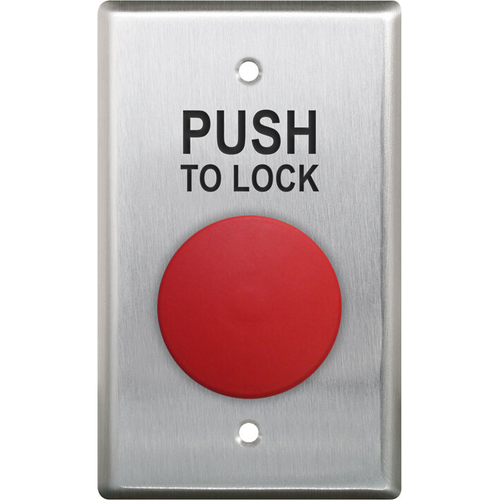 Camden CM-400 Series Single Gang 1-5/8" Mushroom Pushbutton with 'PUSH TO LOCK', Black Text