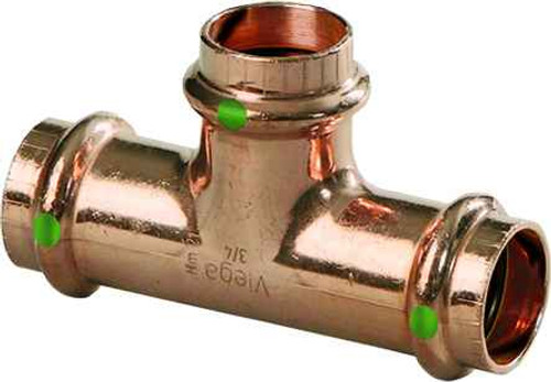 Viega 15498 ProPress tee Smart Connect technology Copper, 2'' x 1-1/2'' x 1''