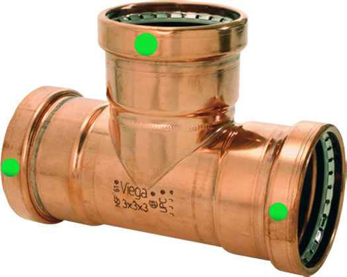 Viega 22283 ProPress tee Smart Connect technology Copper, 2-1/2'' x 2'' x 1-1/2''