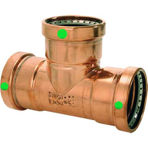 Viega 20708 ProPress tee Smart Connect technology Copper, 4'' x 4'' x 4''