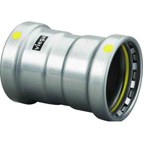Viega 28775 MegaPressG coupling With stop Smart Connect technology Carbon steel, 3" x 3"