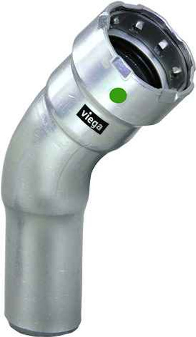 Viega 90080 MegaPress 45° street elbow Smart Connect technology 316 stainless steel, 1/2'' x 1/2''