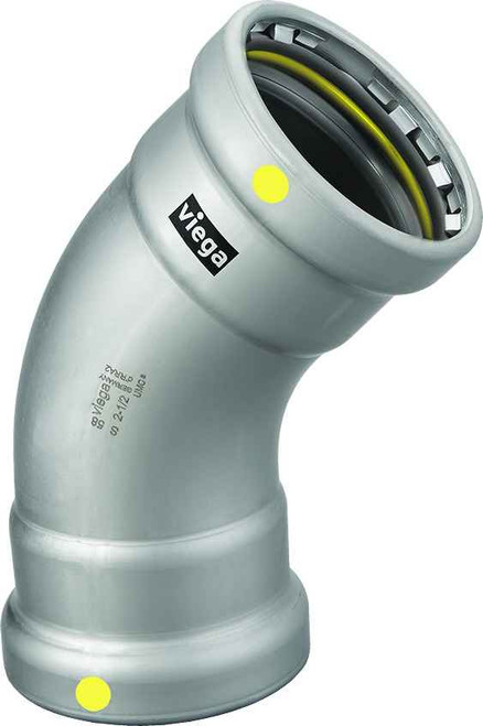 Viega 28640 MegaPressG 45° elbow Smart Connect technology Carbon steel, 4'' x 4''
