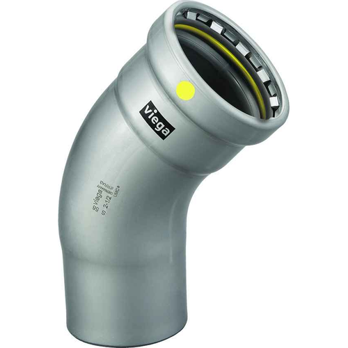 Viega 28655 MegaPressG 45° street elbow Smart Connect technology Carbon steel, 4'' x 4''