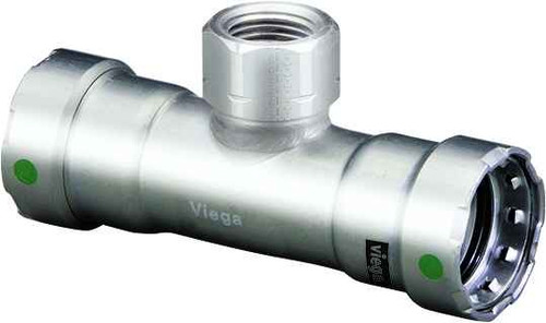 Viega 90190 MegaPress tee Smart Connect technology 316 stainless steel, 1'' x 1'' x 1/2''