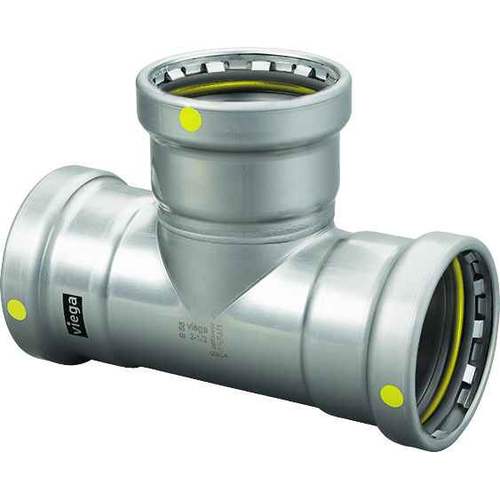 Viega 28685 MegaPressG tee Smart Connect technology Carbon steel, 3'' x 3'' x 2''