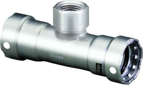 Viega 95190 MegaPress tee Smart Connect technology 304 stainless steel, 1'' x 1'' x 1/2''