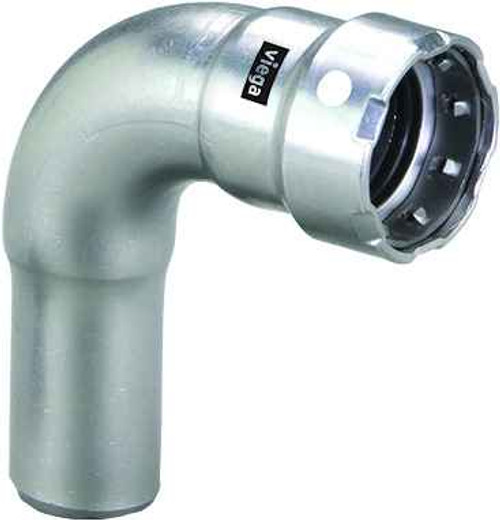 Viega 91730 MegaPress 90° street elbow Smart Connect technology 316 stainless steel, 3/4'' x 3/4''