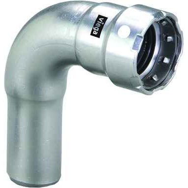Viega 95040 MegaPress 90° street elbow Smart Connect technology 304 stainless steel, 1'' x 1''