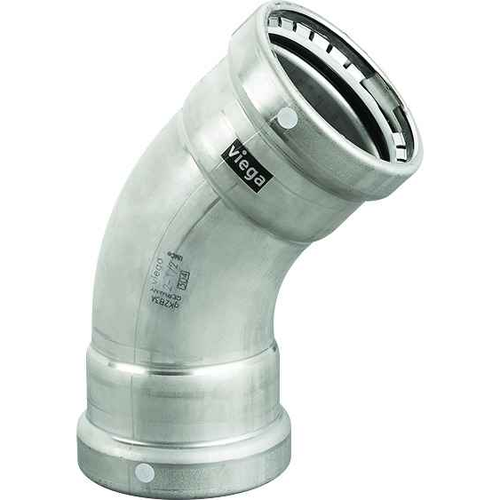 Viega 95530 MegaPress 45° elbow Smart Connect technology 304 stainless steel, 2-1/2'' x 2-1/2''