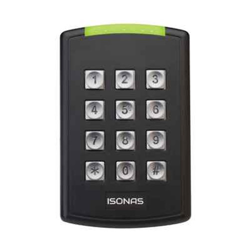 Isonas Pure IP, Wiegand MCT Reader with Keypad, Wall Mount, Single Gang, 12 Key, 125khz, 13.56 MHz, 8 Wire Pigtail, Indicating LED's, Tamper Detection, Backlit Keypad, 5-16VDC, IP55, FCC, IC, CE
