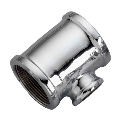Merit Brass Chrome Plated Fitting, 3/4"x3/4"x1/2" 125# CP LEADED BR TEE B456