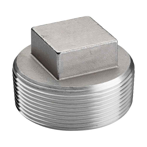 Merit Brass Stainless Steel Cast 150# Fitting, 1/4" 150# 304 SS SOLID SQUARE HEAD PLUG ISO 49