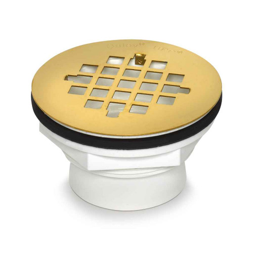 OATEY 42078 2 in. 101 PS PVC Solvent Weld Shower Drain with UltraShine® Polished Brass Strainer
