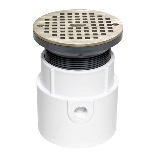 OATEY 72058 4" PVC Pipe Base General Purpose Drain w/ 5" NI Grate
