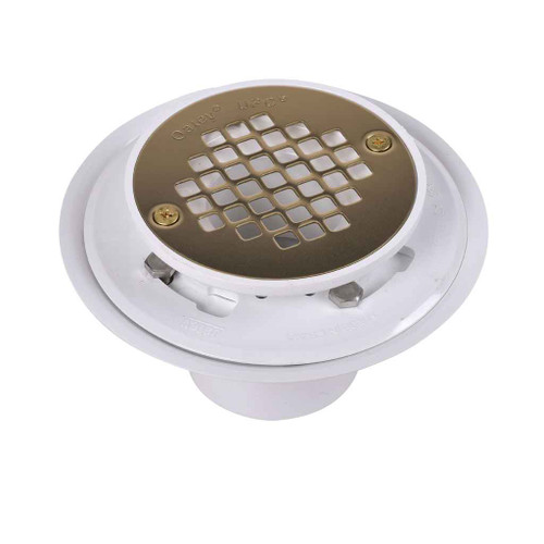 OATEY 42404 2 in. or 3 in. PVC Drain with Round Ultrashine® PVD Screw-Tite Polished Brass Strainer