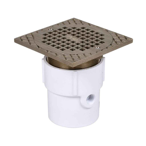 OATEY 72297 3" or 4" PVC General Purpose Pipe Fit Drain w/ 6" Cast NI Grate & Square Top