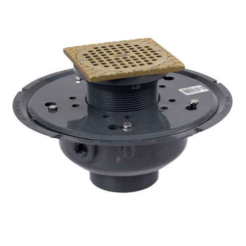 OATEY 72073 3" or 4" PVC Adj. Commercial Drain w/ 5" NI Grate & Square Ring