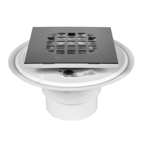 OATEY 42251 2 in. or 3 in. PVC Drain with Square Brushed Nickel Snap-Tite Strainer