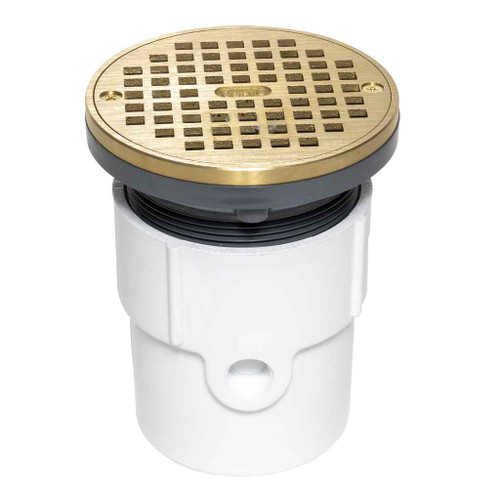 OATEY 72038 4" PVC Pipe Base General Purpose Drain w/ 5" BR Grate & Round Ring