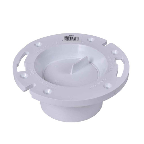 OATEY 43523 3 in. or 4 in. PVC Long Pattern Closet Flange with Plastic Ring and Test Cap