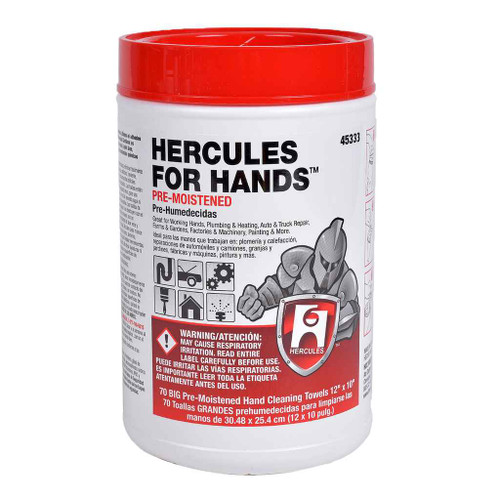 OATEY 45333T Hercules® For Hands™ - Pre-Moistened Towels - POP Display Of 30 Tubs - 12 in. x 10 in.