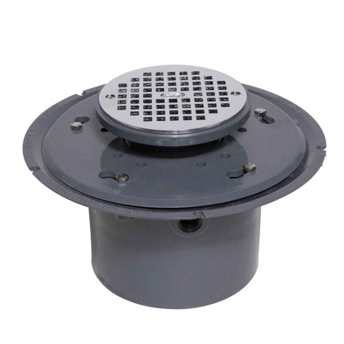 OATEY 72336 6" PVC Adj. Commercial Drain w/ 6" Cast NI Grate & Round Top