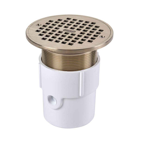 OATEY 72337 3" or 4" PVC General Purpose Pipe Fit Drain w/ 6" Cast NI Grate & Round Top