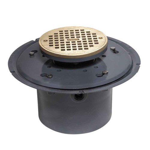 OATEY 72136 6" PVC Adj. Commercial Drain w/ 6" BR Grate & Round Ring