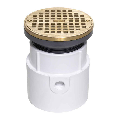 OATEY 72138 4" PVC Pipe Base General Purpose Drain w/ 6" BR Grate & Round Ring
