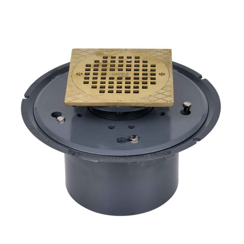 OATEY 72146 6" PVC Adj. Commercial Drain w/ 6" BR Grate & Square Ring