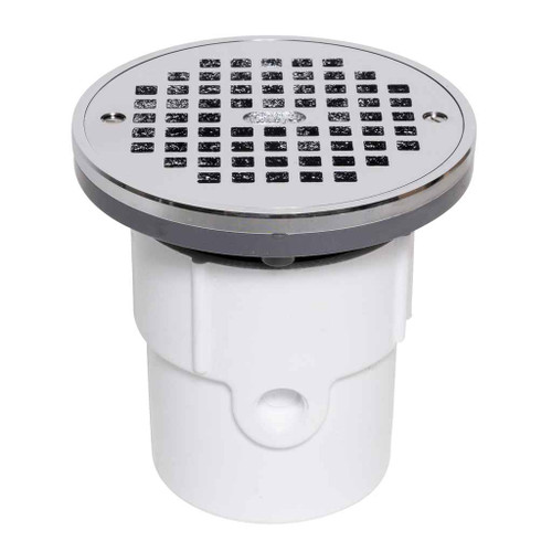 OATEY 72197 3" or 4" PVC General Purpose Drain w/ 6" CHR Grate & Round Ring