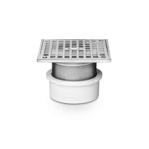OATEY 72217 3" or 4" PVC General Purpose Pipe Fit Drain w/ 4" Cast NI Grate & Square Top