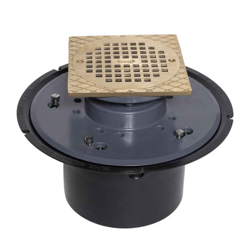 OATEY 82146 6" ABS Adj. Commercial Drain w/ 6" BR Grate & Square Ring