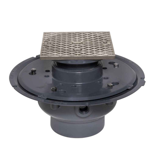 OATEY 74174 4" PVC Adj. Commercial Cleanout w/ 6" NI Cover & Square Ring