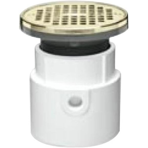OATEY 72198 4" PVC Pipe Base General Purpose Drain w/ 6" CHR Grate & Round Ring