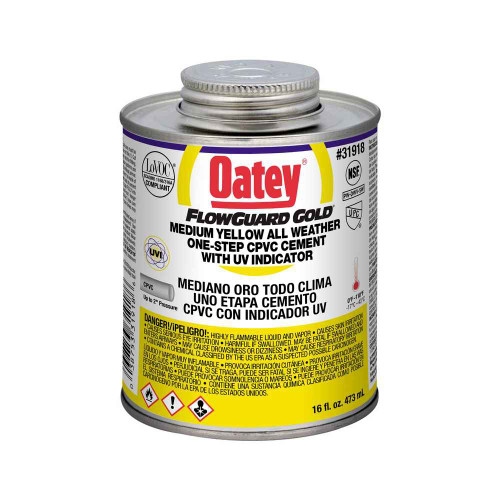 OATEY 31918 16 oz. CPVC All Weather Flowguard Gold® 1-Step Yellow Cement with Ultraviolet Indicator