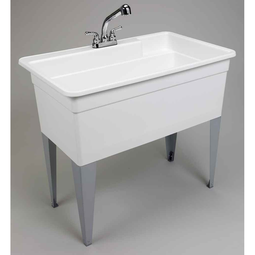 Mustee 28CF BIGTUB UTILATUB COMBO TUB FAUCET, SUPPLY LINES, P-TRAP
