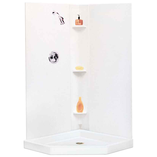 Mustee 237WHT DURAWALL SHOWER WALL WHITE FITS CORNER UP TO 42"
