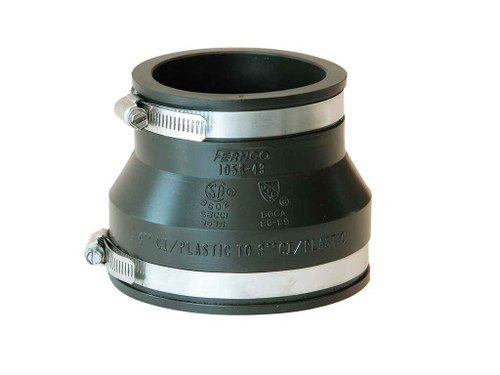 Fernco 1056-43 1056-43 4 in. x 3 in. Flexible PVC Clamp Reducer Coupling