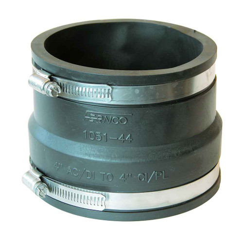 Fernco 1051-44 1051-44 4 in. Ductile Iron and Asbestos Cement x 4 in. DWV Flexible PVC Coupling