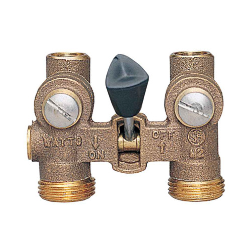 Watts 0006644 1/2 IN Brass Duo-Cloz Manual Washing Machine Shutoff Valve, Copper Ell Adapters For Solder or Compression