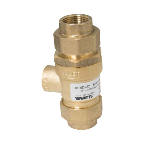 Watts 0061888 3/4 In Bronze Dual Check Valve Backflow Preventer with Intermediate Atmospheric Vent, Female Union Inlet and Outlet Connections