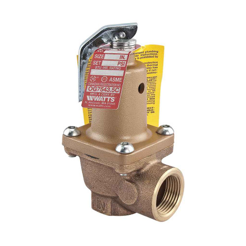 Watts 0121470 3/4 In Lead Free Boiler Pressure Relief Valve, 75 psi, Threaded Female Connections
