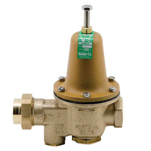 Watts LFU5B-Z3 1/2 1/2 In Lead Free Water Pressure Reducing Valve, Npt Female Union X Npt Female, Adjust 25-75 psi
