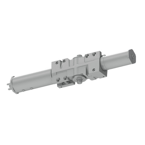 LCN 4642-3971 Heavy-Duty Commercial Door Closer Cylinder Body in 689 Aluminum finish, 3/4 view showing full cylinder body, mounting bracket, and spindle